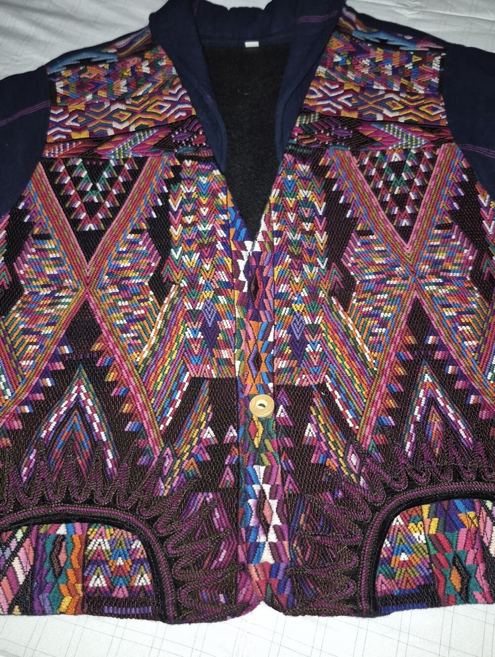 Embroidered Boho Jacket Unique One of a Kind Guatemalan Handwoven Art - Picture 5 of 8